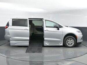 Silver Chrysler Pacifica with BraunAbility Side Entry Automatic Fold Out conversion