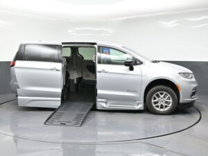Silver Chrysler Pacifica with BraunAbility Side Entry Automatic Fold Out conversion