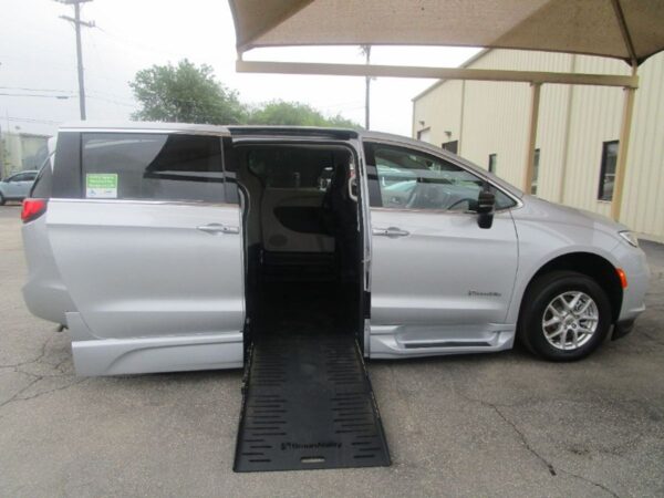 Silver Chrysler Pacifica with BraunAbility Side Entry Automatic Fold Out conversion