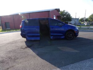 Blue Chrysler Pacifica with Vantage Mobility Side Entry Automatic In Floor conversion