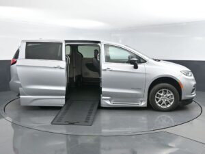 Silver Chrysler Pacifica with BraunAbility Side Entry Automatic In Floor conversion