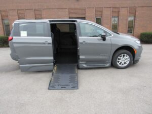 Grey Chrysler Pacifica with BraunAbility Side Entry Automatic Fold Out conversion