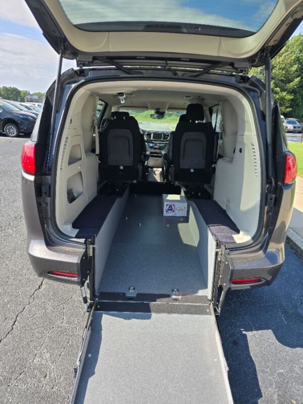 Grey Chrysler Voyager with Driverge Rear Entry Manual Fold Out conversion