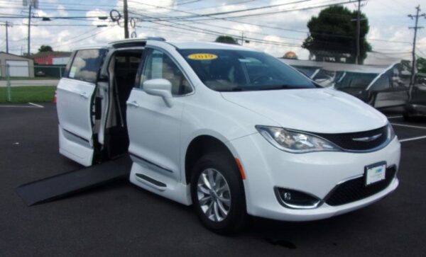 White Chrysler Pacifica with Vantage Mobility Side Entry Automatic In Floor conversion