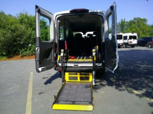 White Ford Transit with Other Rear Entry Automatic Fold Out conversion