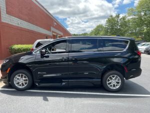 Black Chrysler Pacifica with BraunAbility Side Entry Automatic In Floor conversion