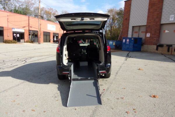 Black Chrysler Pacifica with Driverge Rear Entry Manual Fold Out conversion