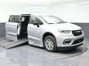 Silver Chrysler Pacifica with BraunAbility Side Entry Automatic In Floor conversion
