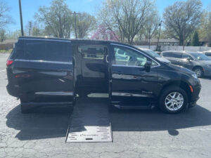 Black Chrysler Pacifica with BraunAbility Side Entry Automatic Fold Out conversion