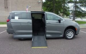 Grey Chrysler Pacifica with Driverge Side Entry Automatic Fold Out conversion