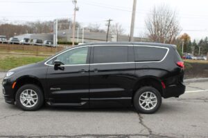 Black Chrysler Pacifica with BraunAbility Side Entry Automatic In Floor conversion