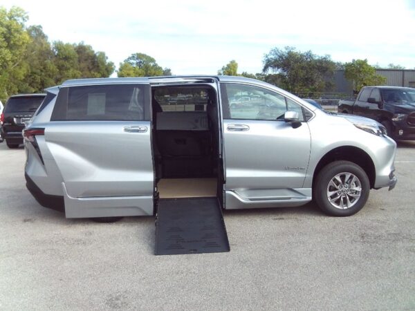 Silver Toyota Sienna with BraunAbility Side Entry Automatic Fold Out conversion