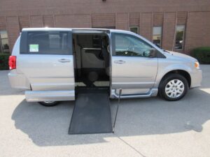 Silver Dodge Grand Caravan with Vantage Mobility Side Entry Manual In Floor conversion