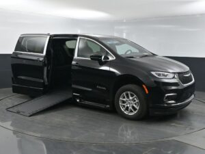 Black Chrysler Pacifica with BraunAbility Side Entry Automatic In Floor conversion