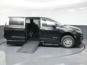 Black Chrysler Pacifica with BraunAbility Side Entry Automatic In Floor conversion