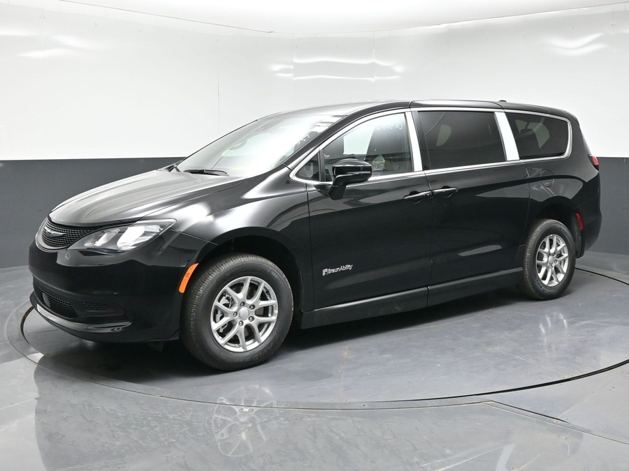 Black Chrysler Pacifica with BraunAbility Side Entry Manual Fold Out conversion