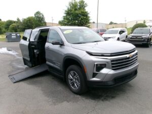 Grey Chevrolet Traverse with BraunAbility Side Entry Automatic In Floor conversion