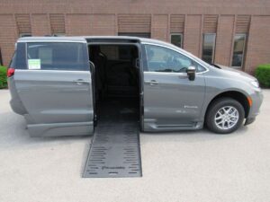Grey Chrysler Pacifica with BraunAbility Side Entry Automatic Fold Out conversion