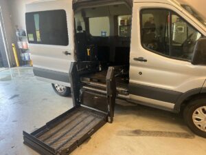 Silver Ford Transit with Other Side Entry Automatic Fold Out conversion