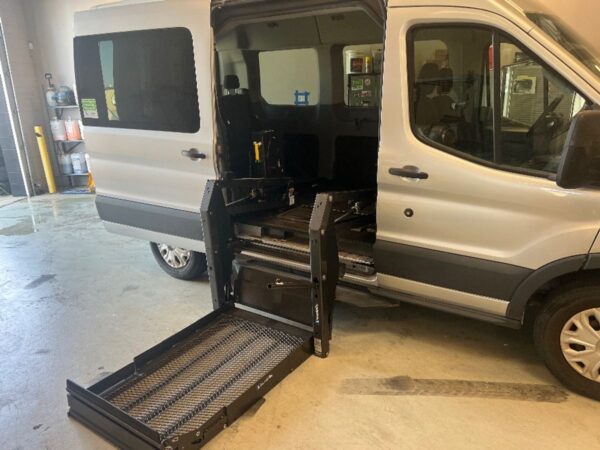Silver Ford Transit with Other Side Entry Automatic Fold Out conversion