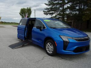 Blue Chrysler Pacifica with Driverge Side Entry Automatic Fold Out conversion