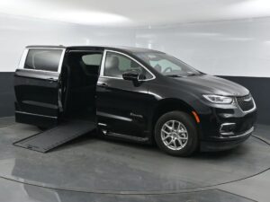 Black Chrysler Pacifica with BraunAbility Side Entry Automatic In Floor conversion