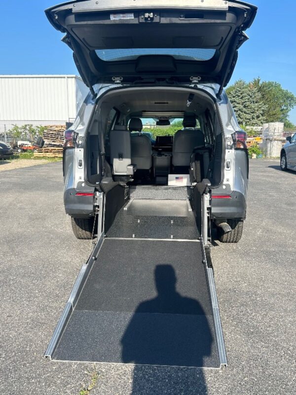 Silver Toyota Sienna with Driverge Rear Entry Manual Fold Out conversion