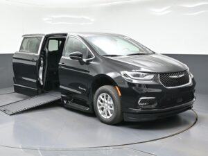 Black Chrysler Pacifica with BraunAbility Side Entry Automatic In Floor conversion