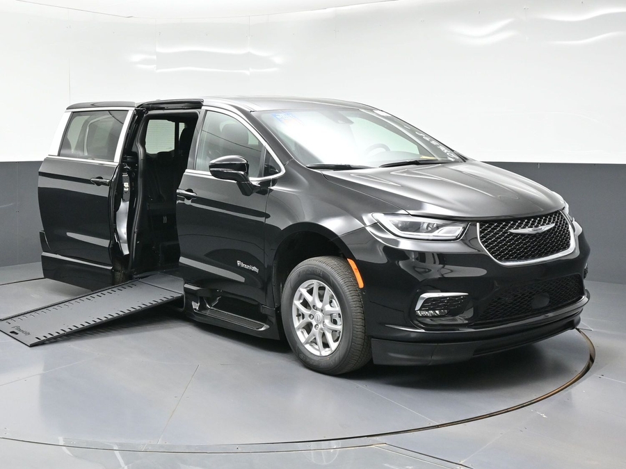 Black Chrysler Pacifica with BraunAbility Side Entry Automatic In Floor conversion