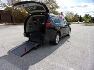 Black Chrysler Voyager with Driverge Rear Entry Manual Fold Out conversion
