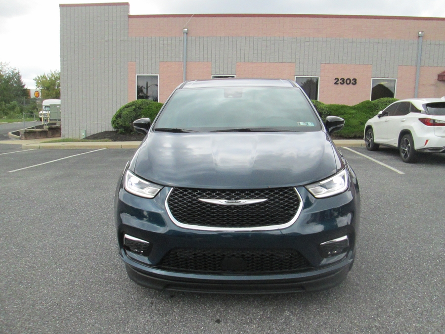 Blue Chrysler Pacifica with BraunAbility Side Entry Automatic In Floor conversion