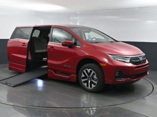 Red Honda Odyssey with BraunAbility Side Entry Automatic In Floor conversion
