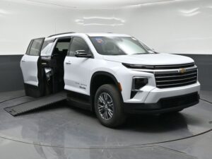 White Chevrolet Traverse with BraunAbility Side Entry Automatic In Floor conversion