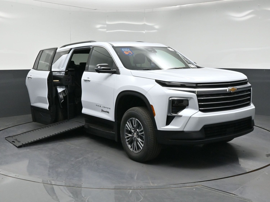 White Chevrolet Traverse with BraunAbility Side Entry Automatic In Floor conversion