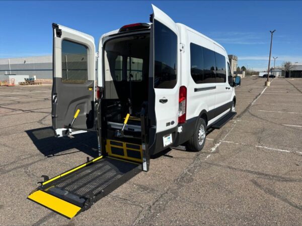 White Ford Transit with Driverge Rear Entry Automatic Fold Out conversion