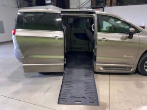 Silver Chrysler Pacifica with BraunAbility Side Entry Automatic Fold Out conversion