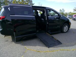 Black Chrysler Pacifica with BraunAbility Side Entry Automatic Fold Out conversion