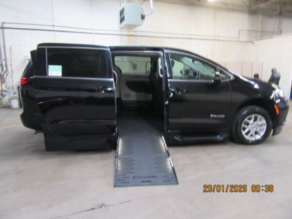 Black Chrysler Pacifica with BraunAbility Side Entry Automatic Fold Out conversion