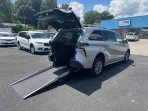 Silver Toyota Sienna with Driverge Rear Entry Manual Fold Out conversion