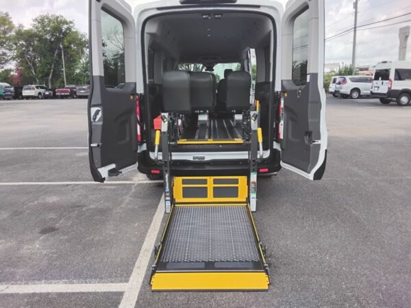White Ford Transit with Driverge Rear Entry Automatic Fold Out conversion