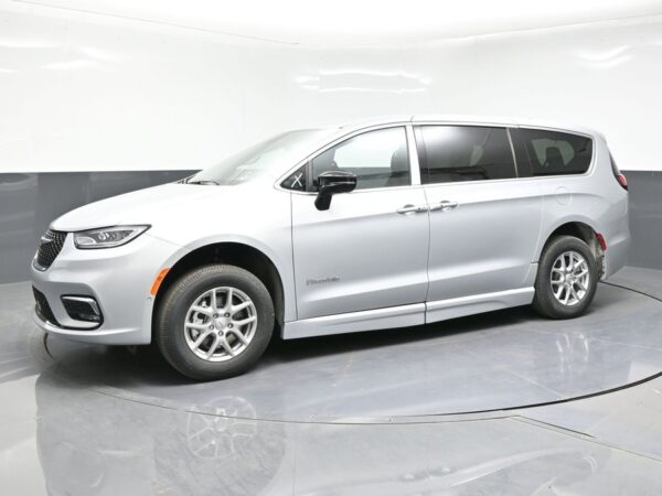 Silver Chrysler Pacifica with BraunAbility Side Entry Automatic Fold Out conversion