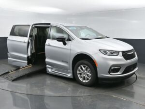 Silver Chrysler Pacifica with BraunAbility Side Entry Automatic Fold Out conversion