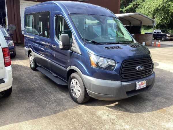 Blue Ford Transit with Driverge Rear Entry Automatic Fold Out conversion