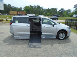 Silver Chrysler Voyager with BraunAbility Side Entry Automatic Fold Out conversion