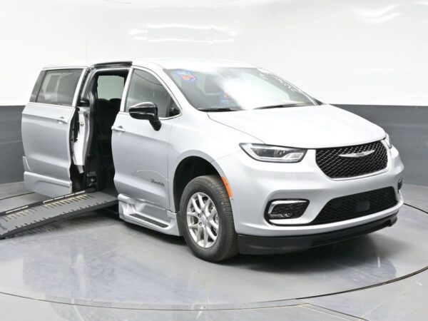 Silver Chrysler Pacifica with BraunAbility Side Entry Automatic Fold Out conversion