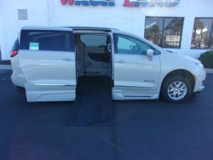 White Chrysler Pacifica with BraunAbility Side Entry Automatic In Floor conversion