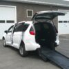 White Chrysler Voyager with BraunAbility Rear Entry Manual Fold Out conversion