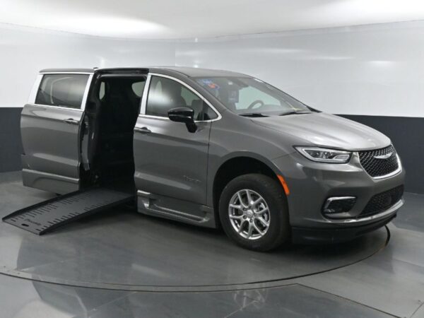 Grey Chrysler Pacifica with BraunAbility Side Entry Automatic Fold Out conversion