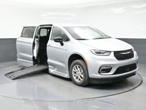 Silver Chrysler Pacifica with BraunAbility Side Entry Automatic Fold Out conversion