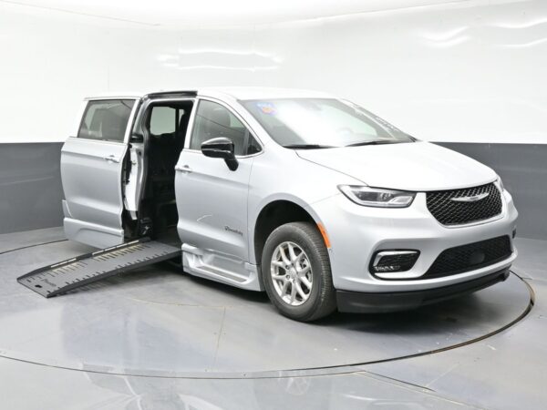 Silver Chrysler Pacifica with BraunAbility Side Entry Automatic Fold Out conversion